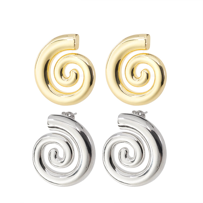 Aretes Espiral 27x24mm Dorado/Plateado
