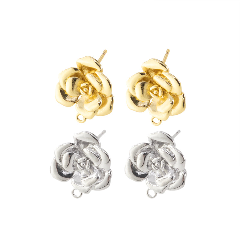 Aretes Rosa 17x14mm Dorado/Plateado