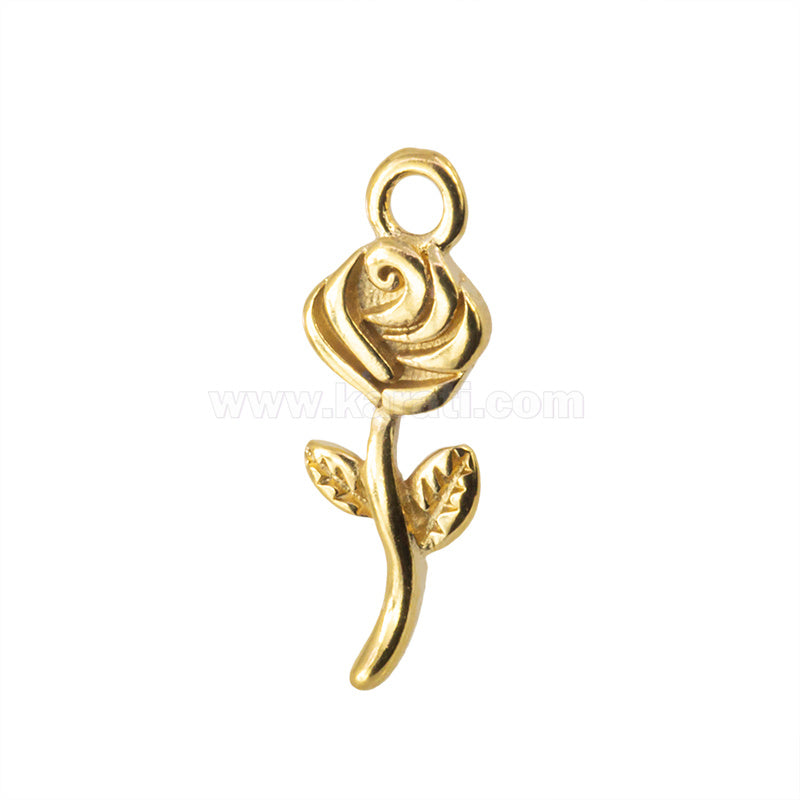 Dije Chapa Rosa 14x5mm Dorado