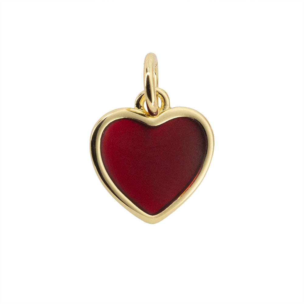 Dije Corazón con Esmalte Rojo 13x12mm Dorado