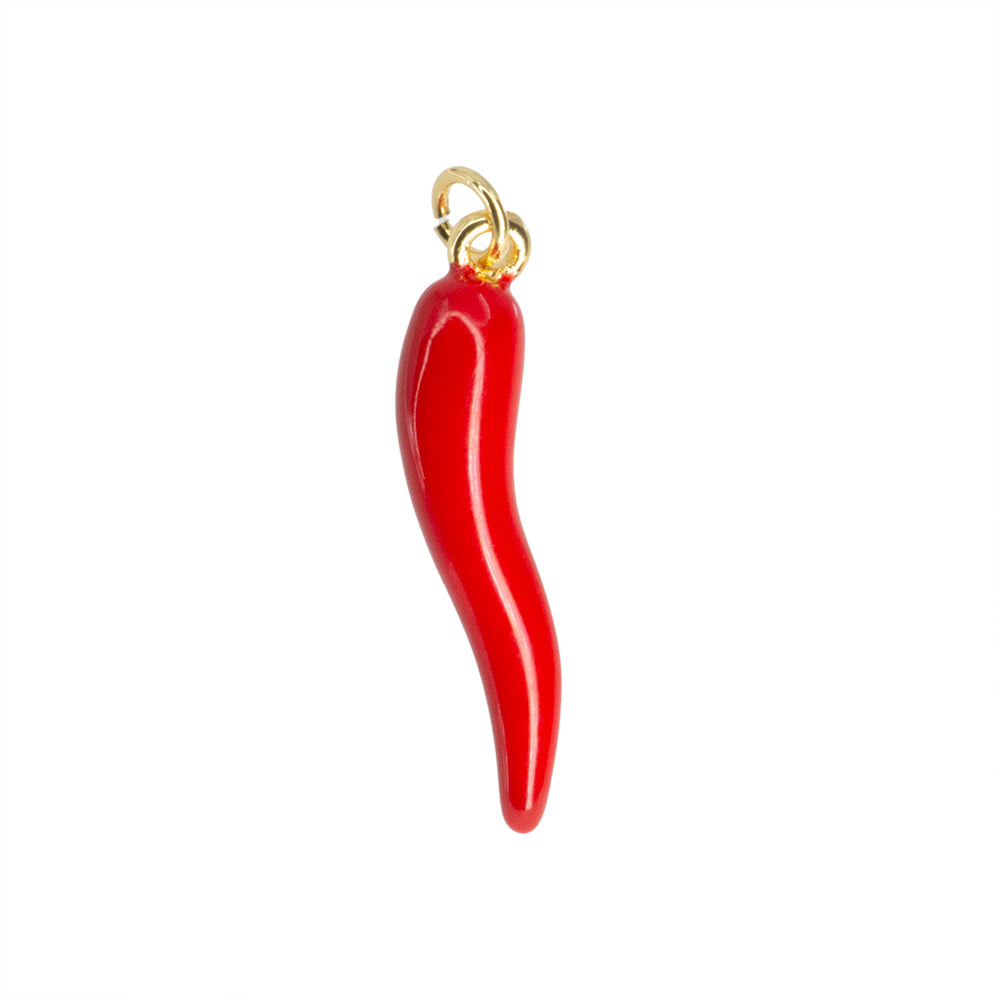 Dije Chile Esmaltado Rojo 30x6.6mm Dorado