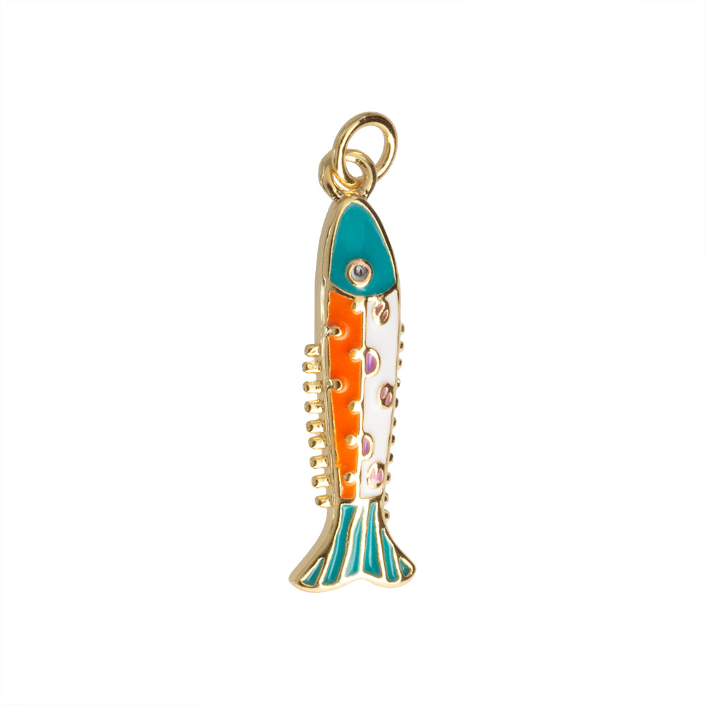 Dije Pez Esmaltado Naranja 27.5x7mm Dorado