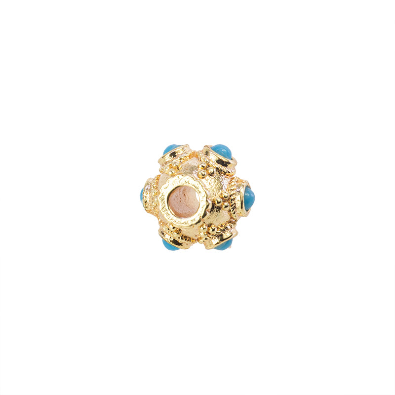 Separador Chapa con Turquesa 8.5x9mm Dorado