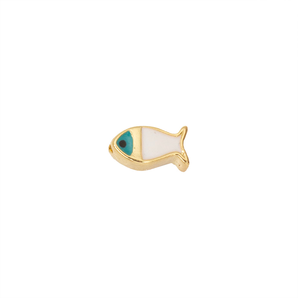 Separador Chapa Pez con Esmalte Blanco 6.7x3.6mm Dorado