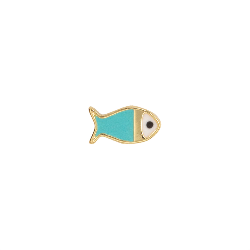 Separador Chapa Pez con Esmalte Azul 6.7x3.6mm Dorado