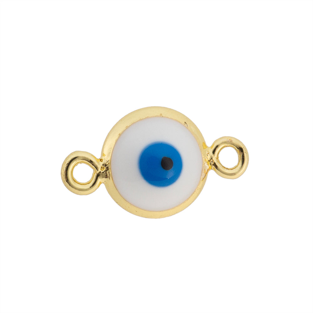 Separador Ojo Esmaltado Blanco 14x8mm Dorado