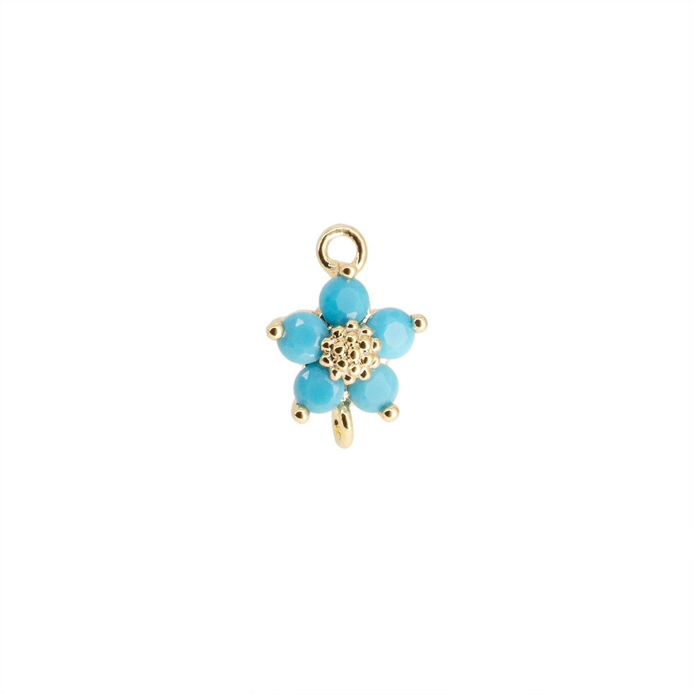 Separador Flor Azul 11x8mm Dorado