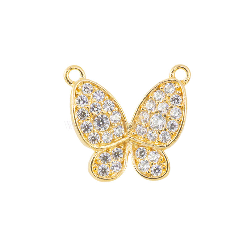 Dije Chapa con Circonia Mariposa 10x10.5mm Dorado