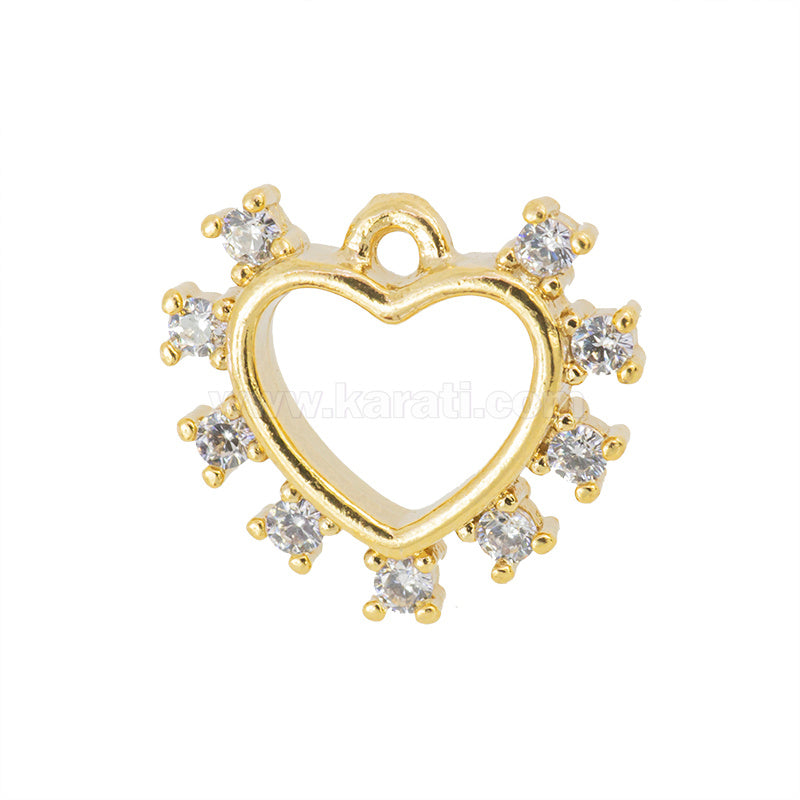 Dije Chapa con Circonia Corazón 11x12mm Dorado