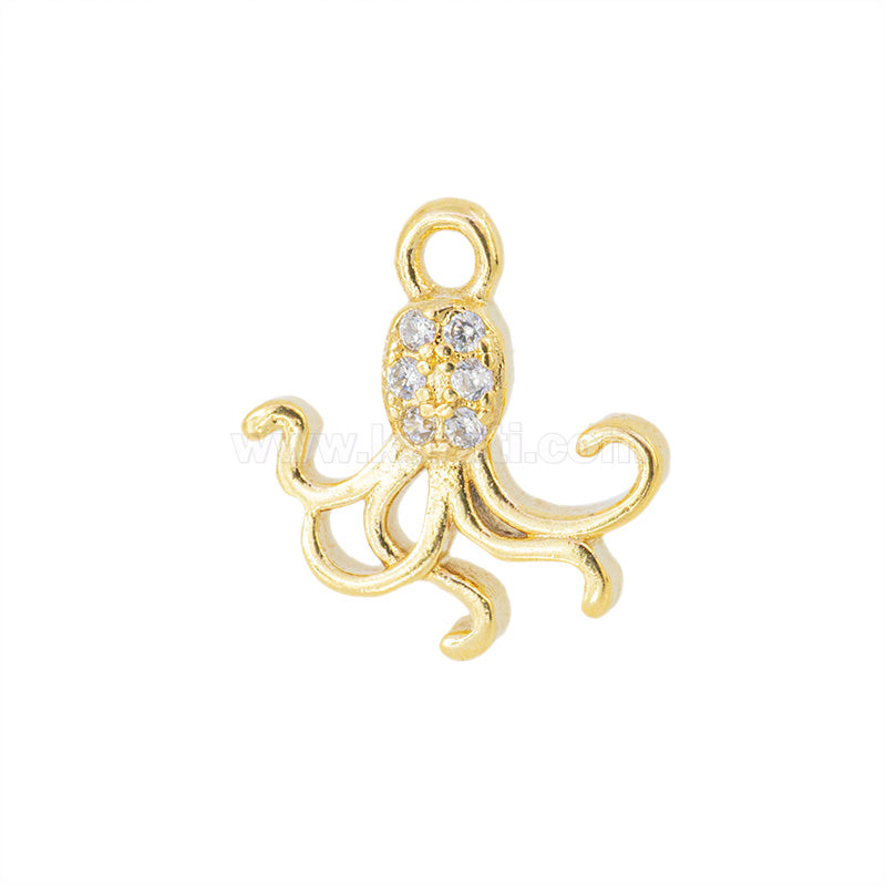 Dije Chapa con Circonia Pulpo 11x10.5mm Dorado