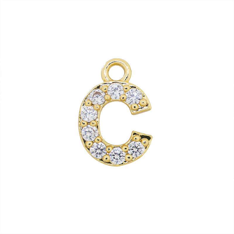 Dije Chapa con Circonia Letra C 13x9mm Dorado