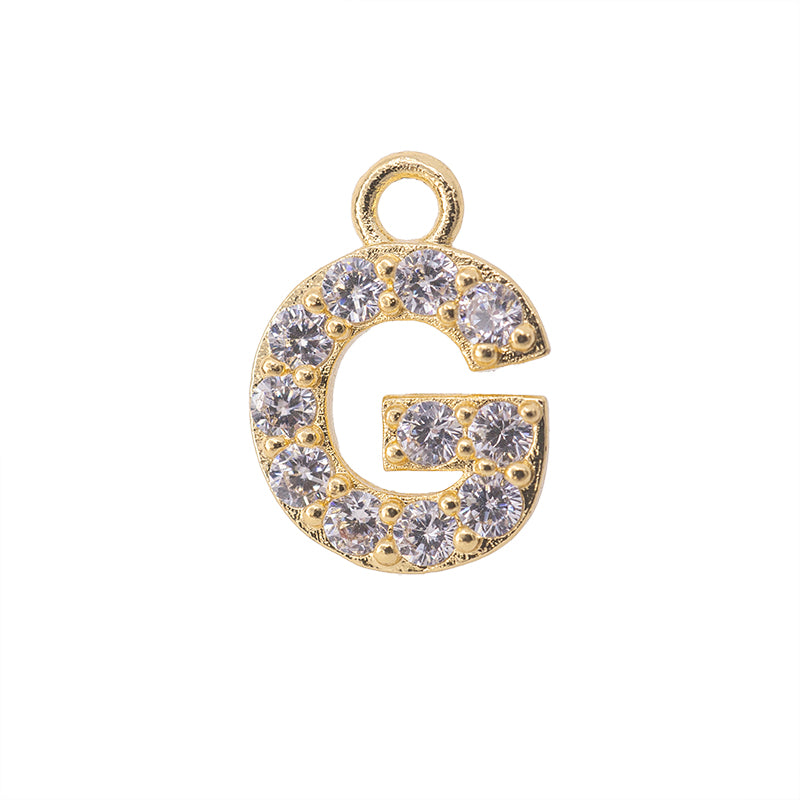 Dije Chapa con Circonia Letra G 13x9mm Dorado