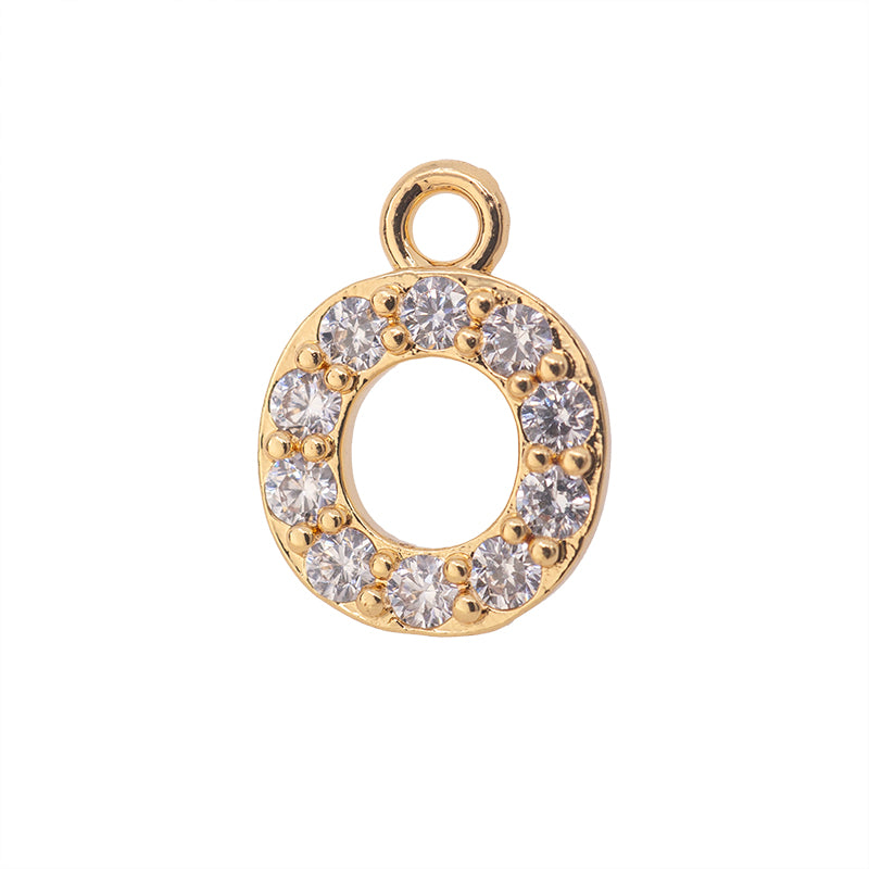 Dije Chapa con Circonia Letra O 13x9mm Dorado