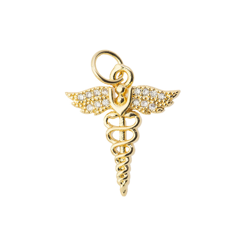Dije Chapa con Circonia Medico 18x16mm Dorado