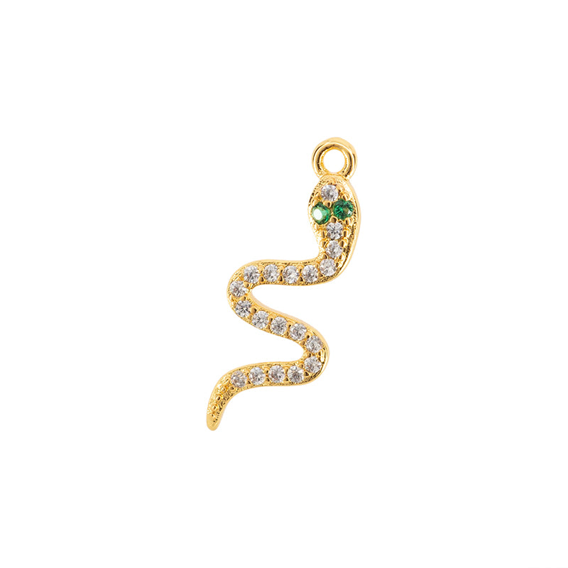 Dije Chapa con Circonia Serpiente 20.5x7.3mm Dorado