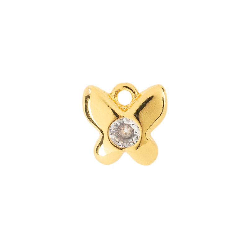 Dije Chapa con Circonia Mariposa 8x8mm Dorado