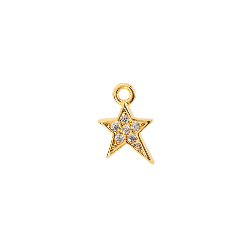 Dije Chapa con Circonia Estrella 10.6x6.6mm Dorado