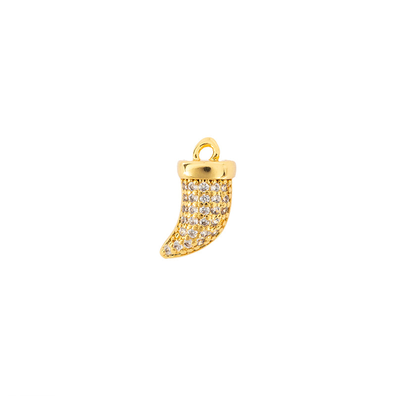Dije Chapa con Circonia Colmillo 12.8x6.3mm Dorado
