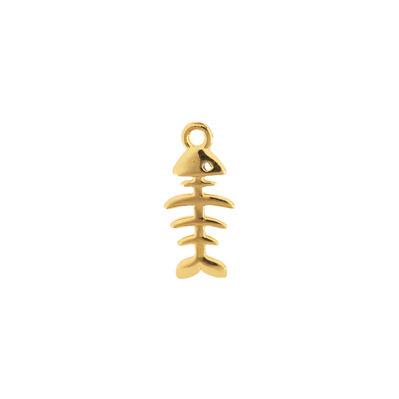 Dije Chapa con Circonia Pez Hueso 14x6.4mm Dorado