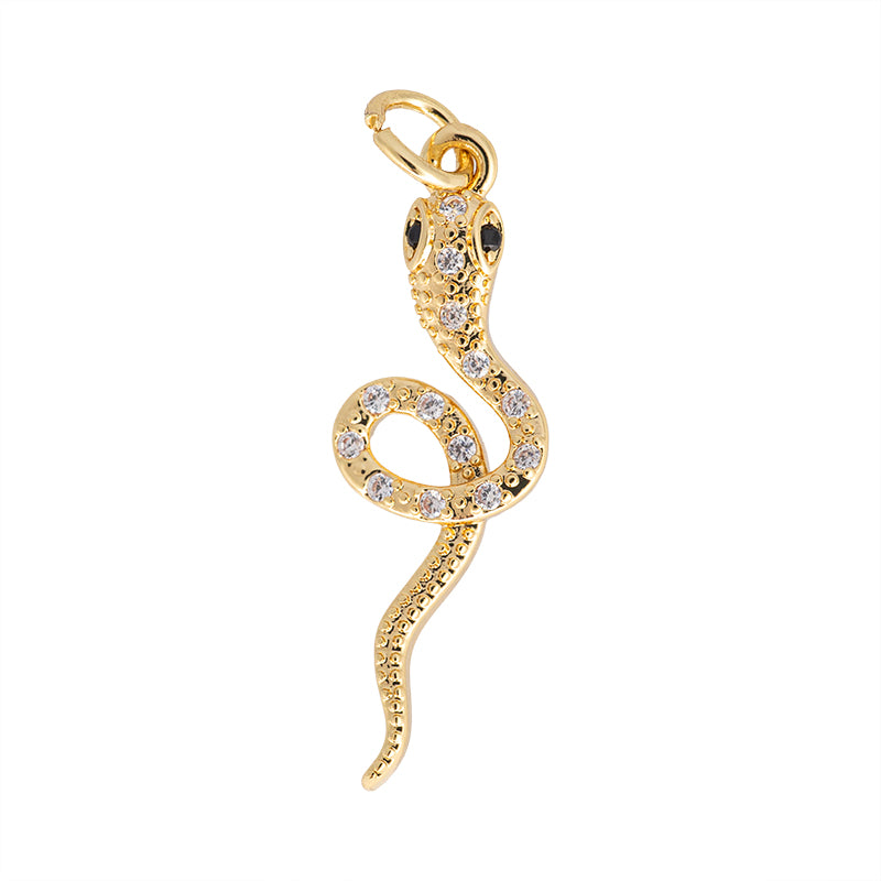 Dije Chapa con Circonia Serpiente 27.5x9.3mm Dorado
