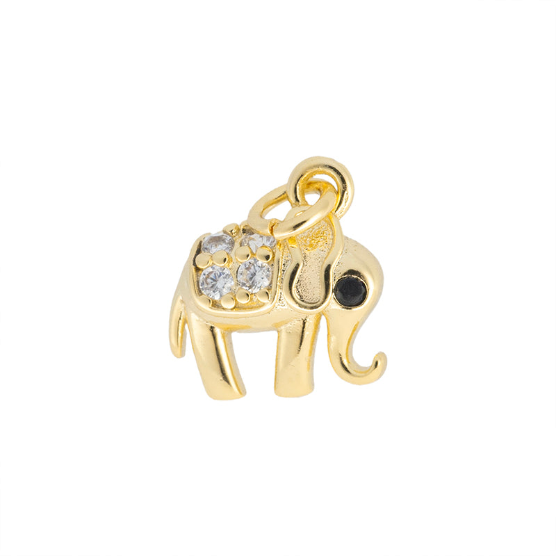 Dije Chapa con Circonia Elefante 10.4x9.5mm Dorado