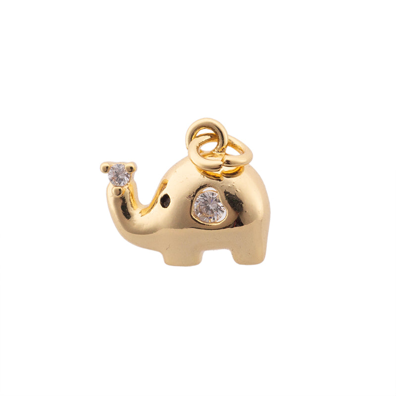 Dije Chapa con Circonia Elefante 9.5x11mm Dorado