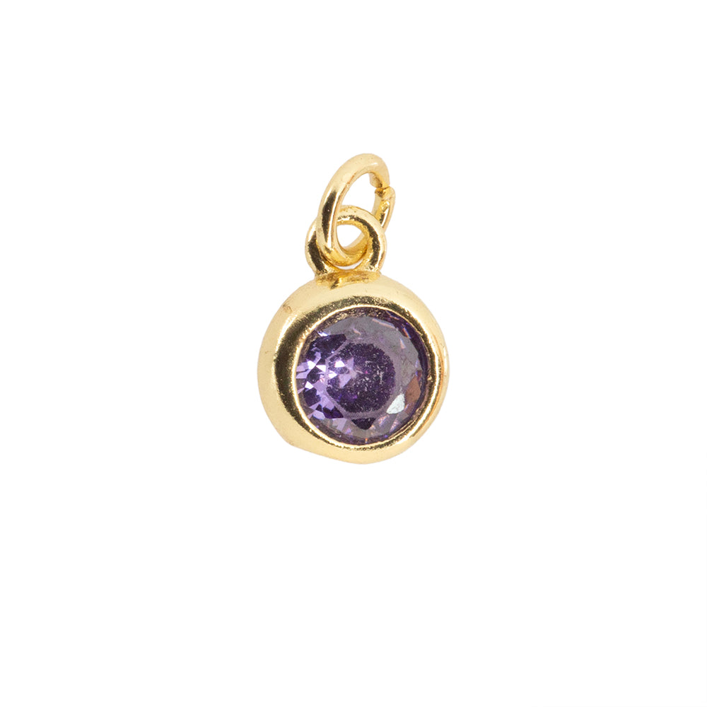 Dije Redondo Circonia Morado 9x6.3mm Dorado