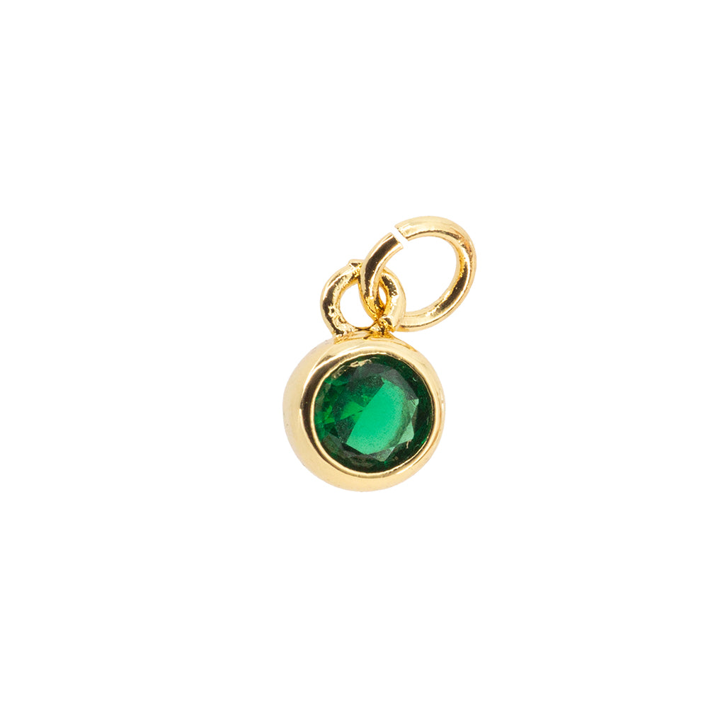 Dije Redondo Circonia Verde 9x6.3mm Dorado