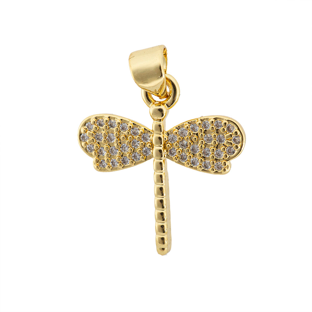 Dije Libélula con Circonia 19.5x18mm Dorado