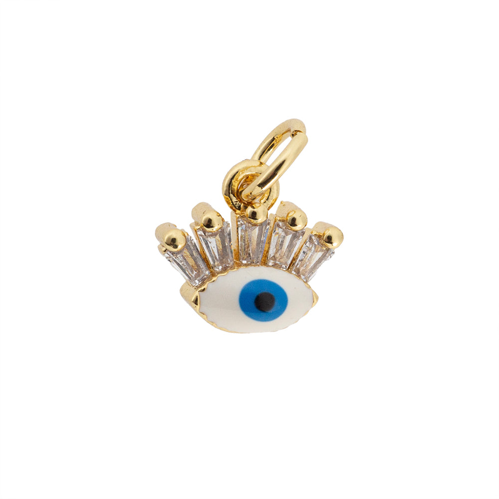 Dije Ojo con Pestañas y Circonia Blanca 9x9.5mm Dorado