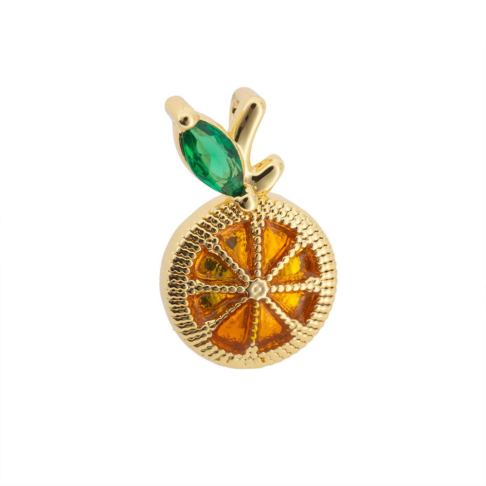 Dije Naranja con Circonia 17x11mm Dorado