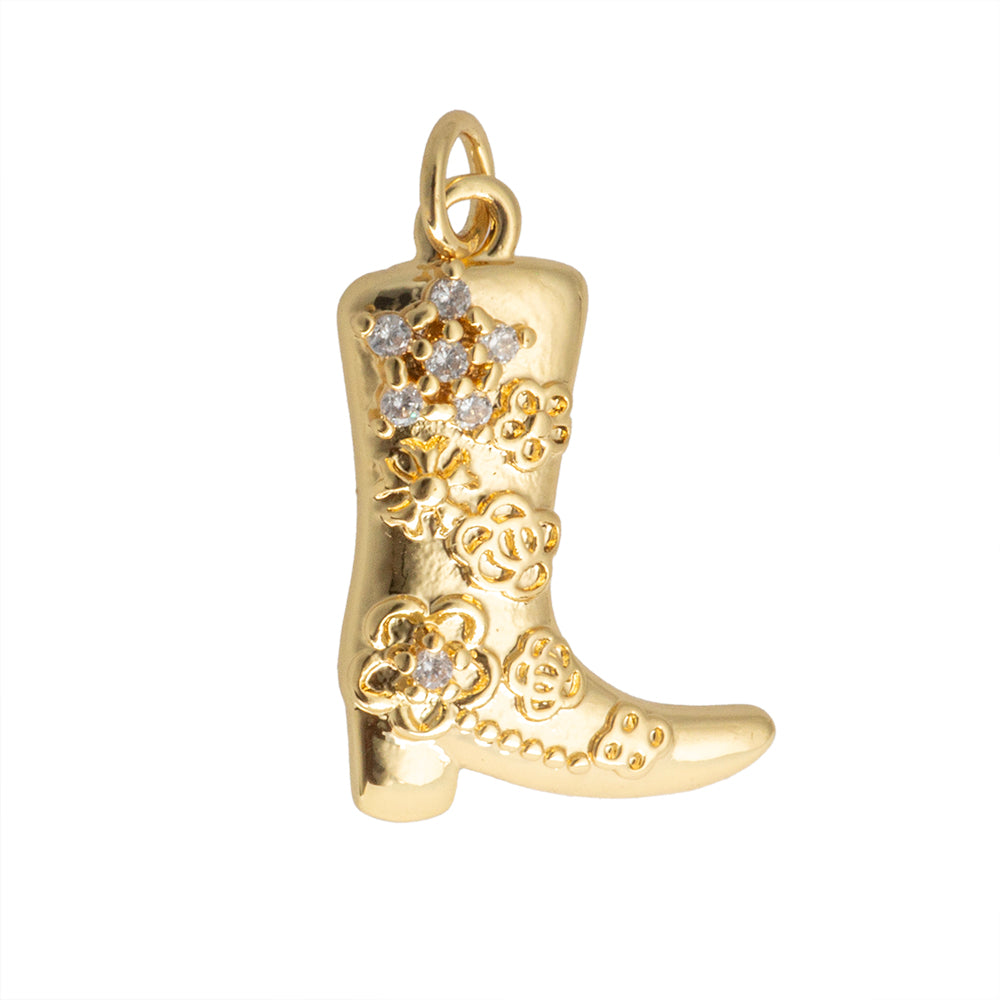 Dije Bota con Circonia 23x16mm Dorado