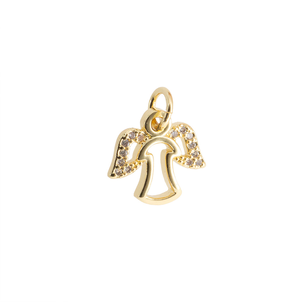 Dije Ángel Calada con Circonia 11x12mm Dorado