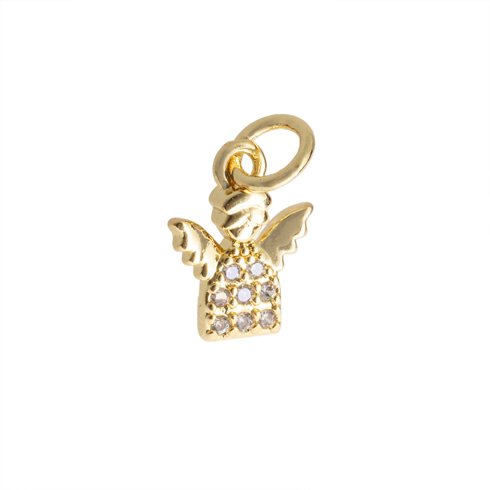 Dije Ángel con Circonia 11x8.5mm Dorado