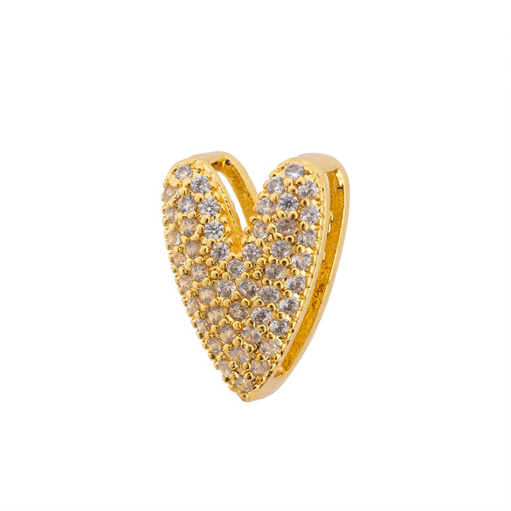Separador Corazón Alargado con Circonia 8.5x12.5mm Dorado