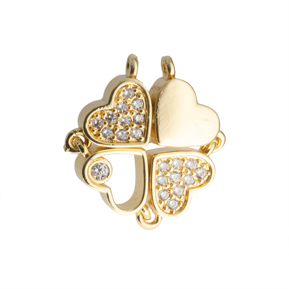 Separador Corazón con Circonia 15.5x15mm Dorado