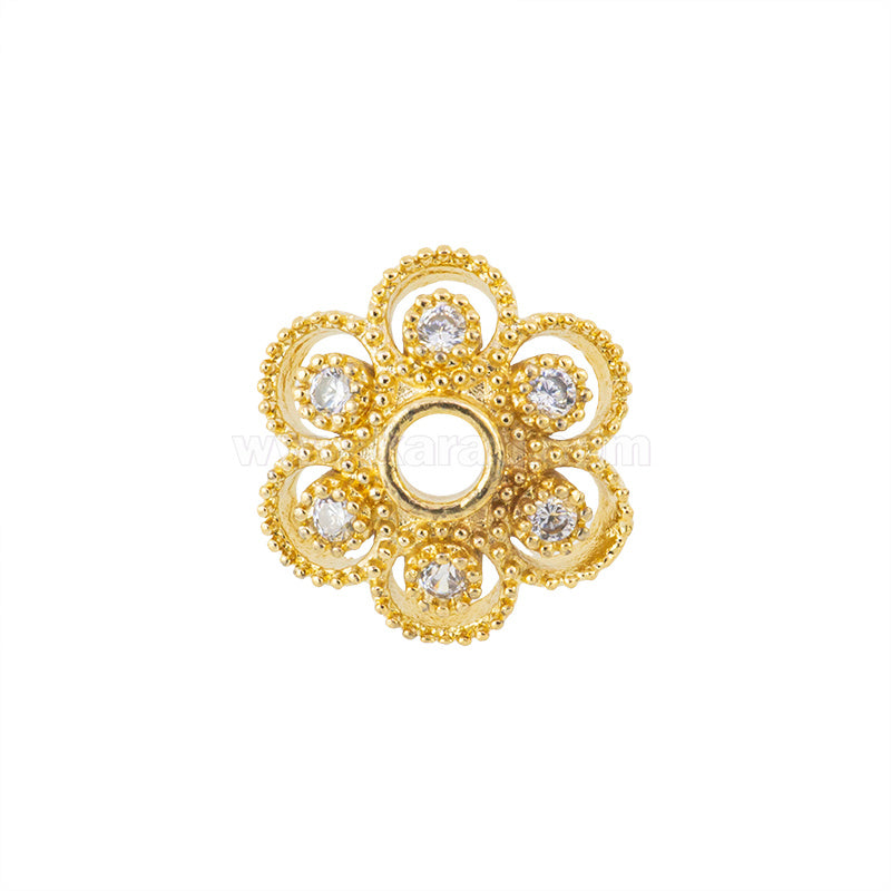 Capuchon Chapa con Circonia Petalos 10mm Dorado