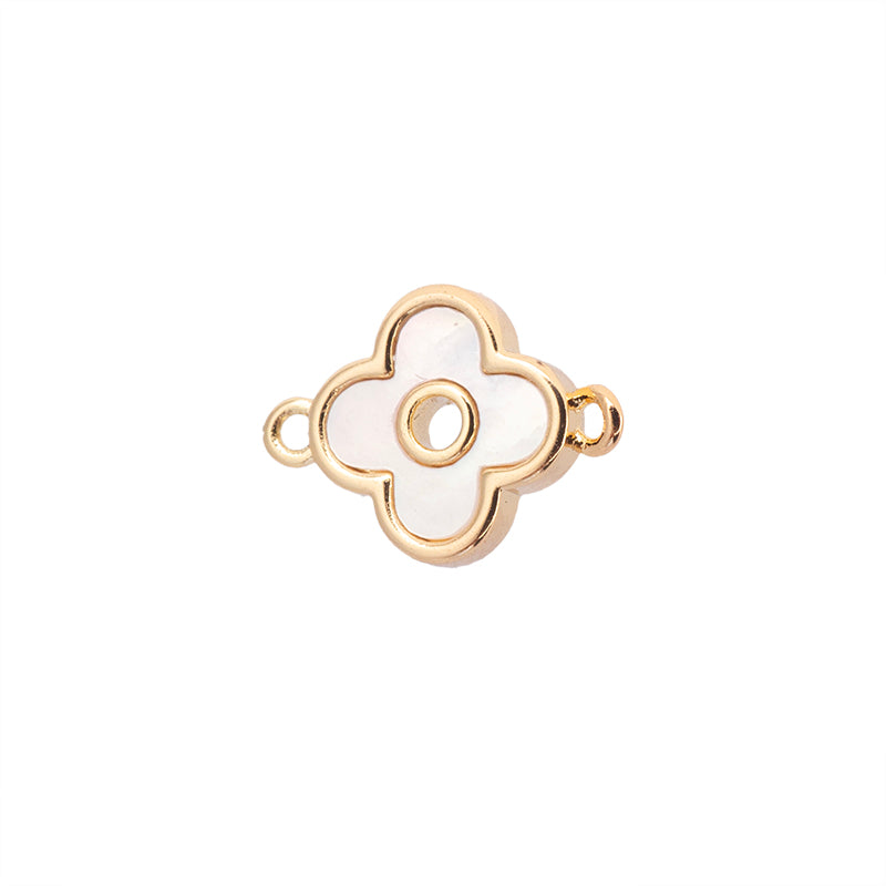 Separador Chapa con Madre Perla Flor 11.8x8.6mm Dorado