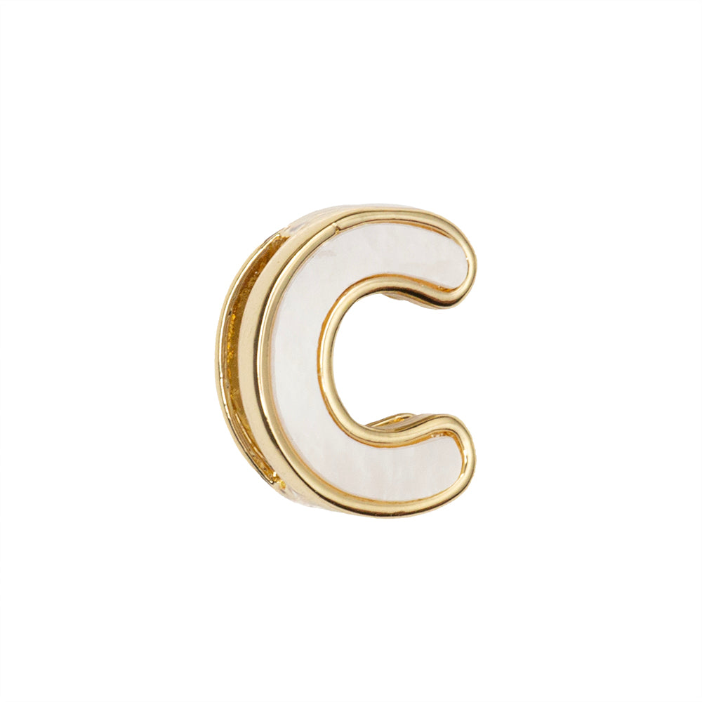 Separador Chapa con Madre Perla Letra C 10x14mm Dorado