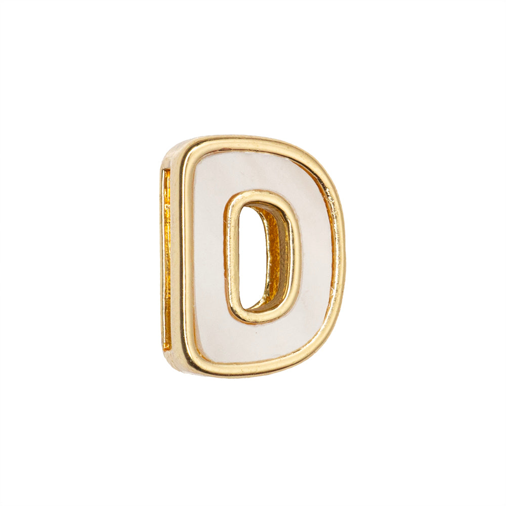 Separador Chapa con Madre Perla Letra D 10x14mm Dorado