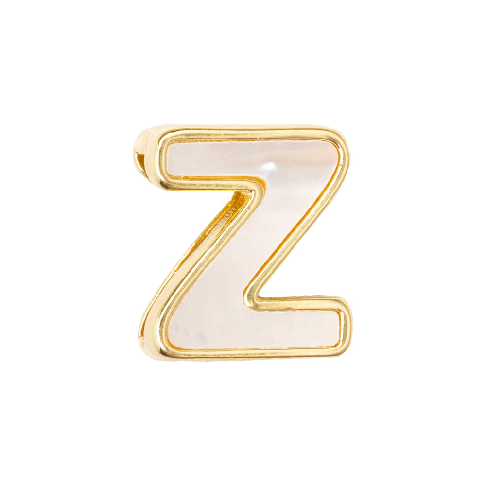 Separador Chapa con Madre Perla Letra Z 10x14mm Dorado