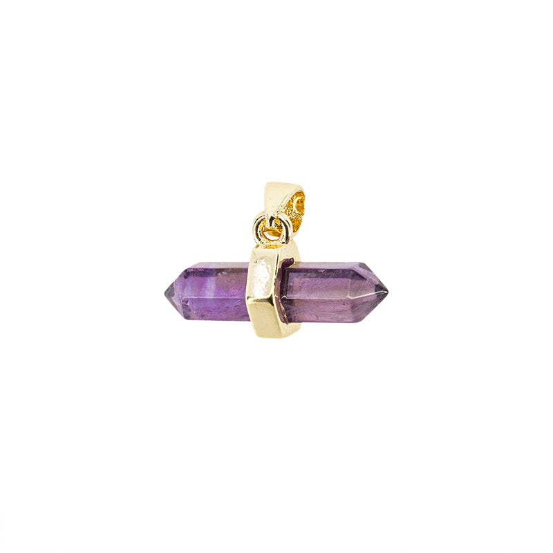 Dije Péndulo Amatista 9x16mm Dorado
