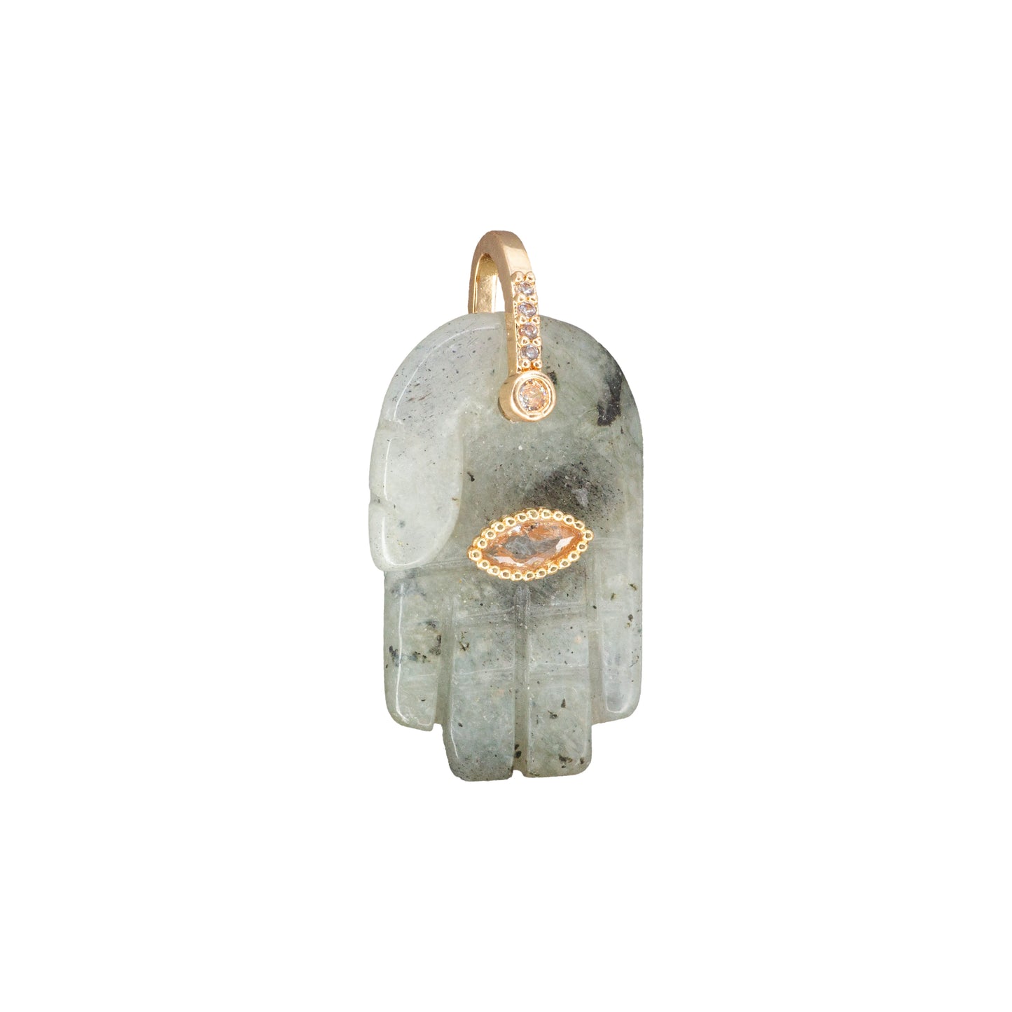 Dije Piedra Labradorita Mano 27.5x17mm Gris