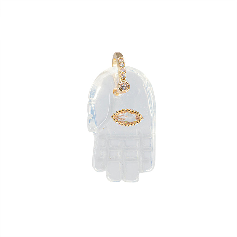 Dije Piedra Opalite Mano 27.5x17mm Blanco
