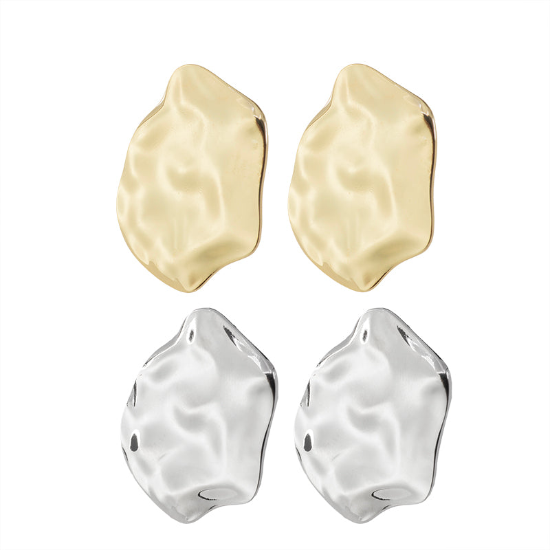 Aretes Oval Irregular 43x34mm Dorado/Plateado