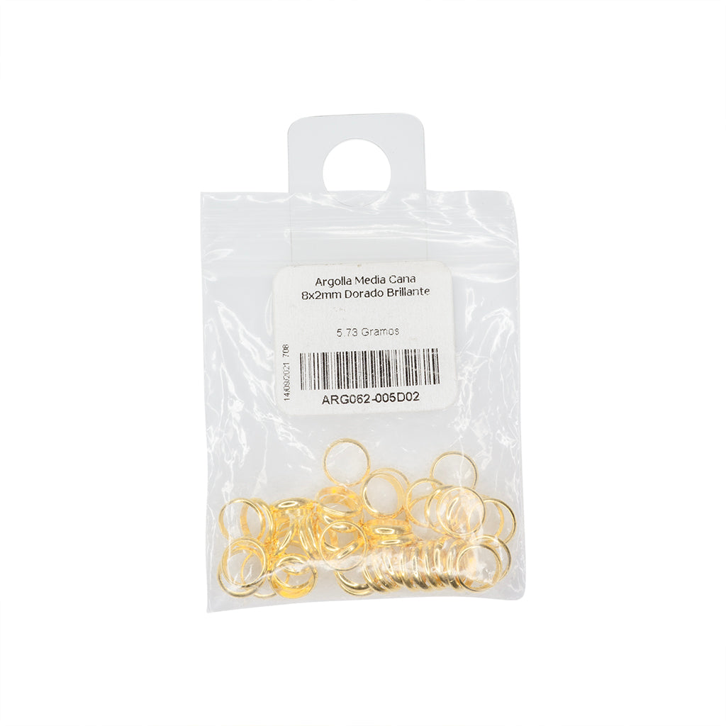 Argolla Media Cana 8x2mm Dorado Brillante