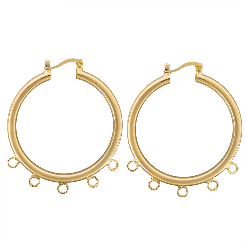 Arracada Redonda con 5 Argollas 40mm Dorado Brillante