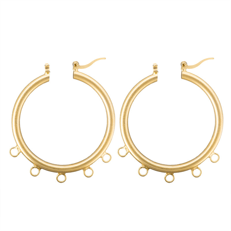 Arracada Redonda con 5 Argollas 40mm Dorado Satinado