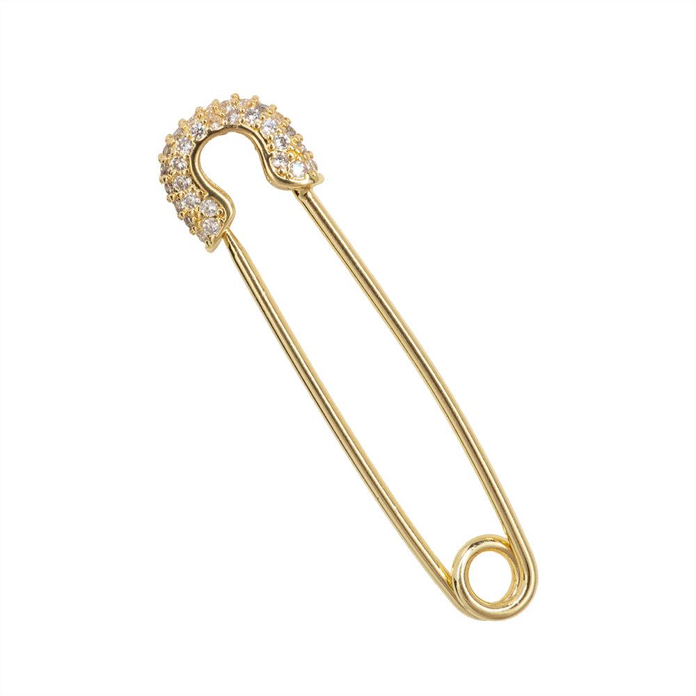Broche Chapa Seguro con Circonia 38.4x9.7mm Dorado