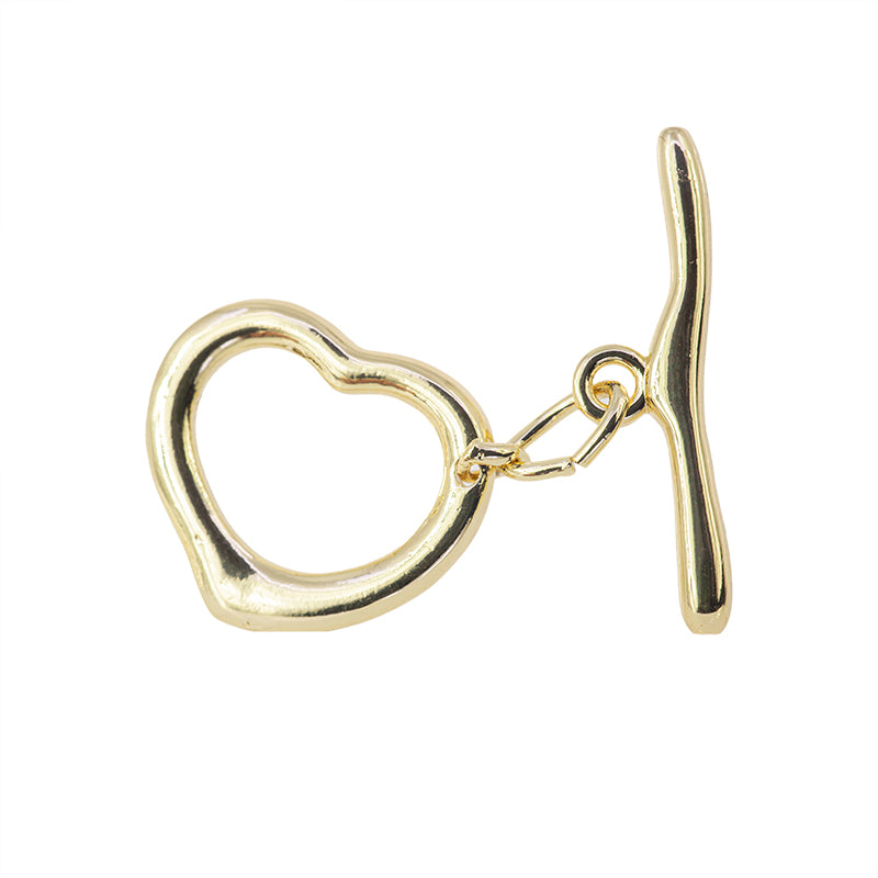 Broche T Corazon 32x20mm Dorado